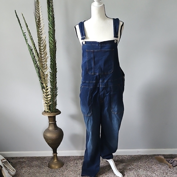 J. Crew Factory Dark Wash Skinny Overalls NWT - Picture 2 of 16